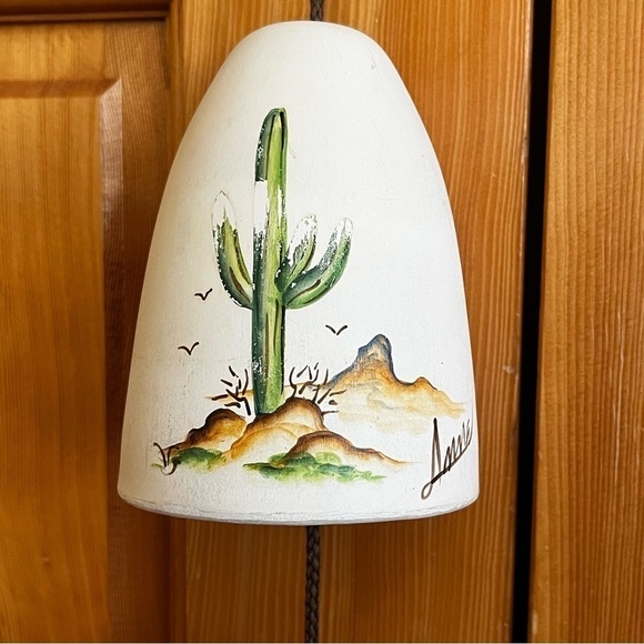 Sandstone Creations Bell Wind Chime Cactus Mountain Handpainted Arizona Vintage - Picture 3 of 11
